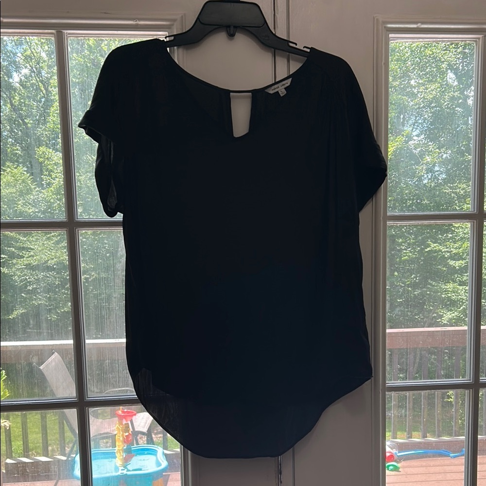 Naked Zebra Black Relaxed Cut Out Short Sleeve Blouse